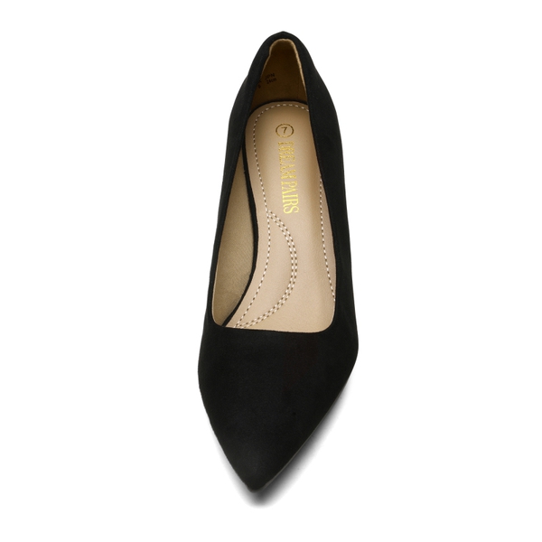 Kitten Heel Pointed Toe Pumps - BLACK SUEDE - 2